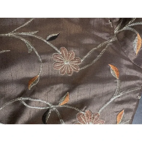 Vintage Victor Costa Womens Embroidered Long Top Coat Brown Mandarin Collar Sz M - Picture 5 of 5